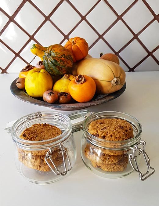 Cookies alla zucca, cioccolato e avena