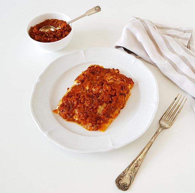 Lasagne con ragù di lenticchie
