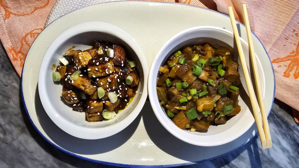 Stir Fry di tofu e melanzane al pepe di Sichuan
